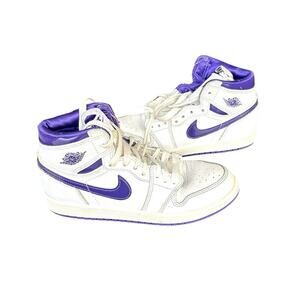 Nike Air Jordan 1 Retro High Top White Court Purple  Athletic Shoes Kids Size 3Y